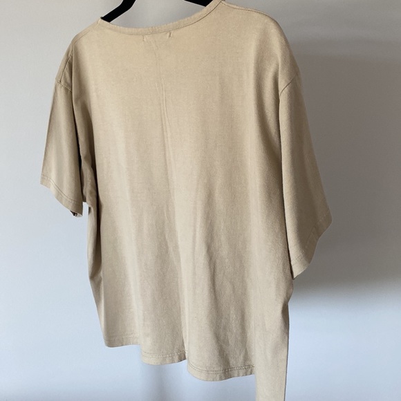 BILL BLASS Basic Cotton Cropped Boxy Tee - Beige Tan 1X - Picture 4 of 6